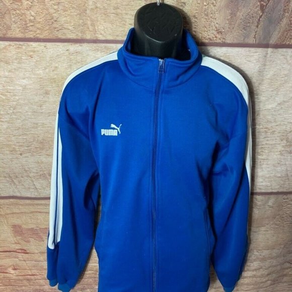 PUMA Other - Puma Mens Track Jacket Blue White Zip Up Mock Neck
